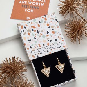 Don't AsK Goldtone Crystal Triangular Hoop Earrings