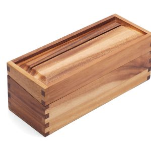 Ironwood 28359 Acacia Wood Recipe Box. 2 Compartment for 3 x 5 Note Cards