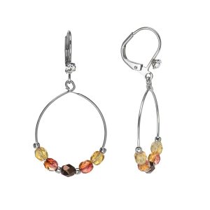 Don't AsK Brown Orange Yellow Beaded Hoop Earrings ?C Fall Color Hoops