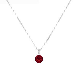 callura Timeless Silvertone Cubic Zirconia & Stainless Steel Birthstone Solitaire Pendant Necklace ?C January Garnet