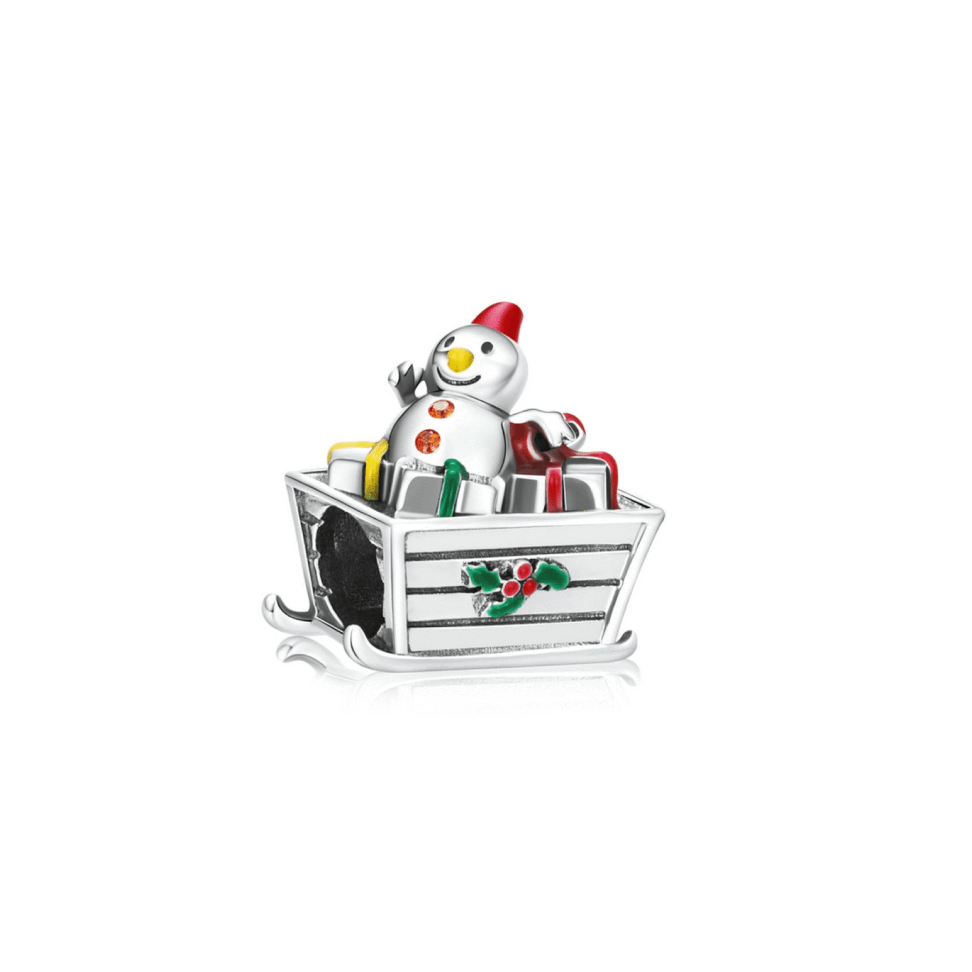 Ag Sterling Cubic Zirconia Holly Sled with Gifts Charm