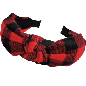 Black & Red Buffalo Check Plaid Knotted Headband