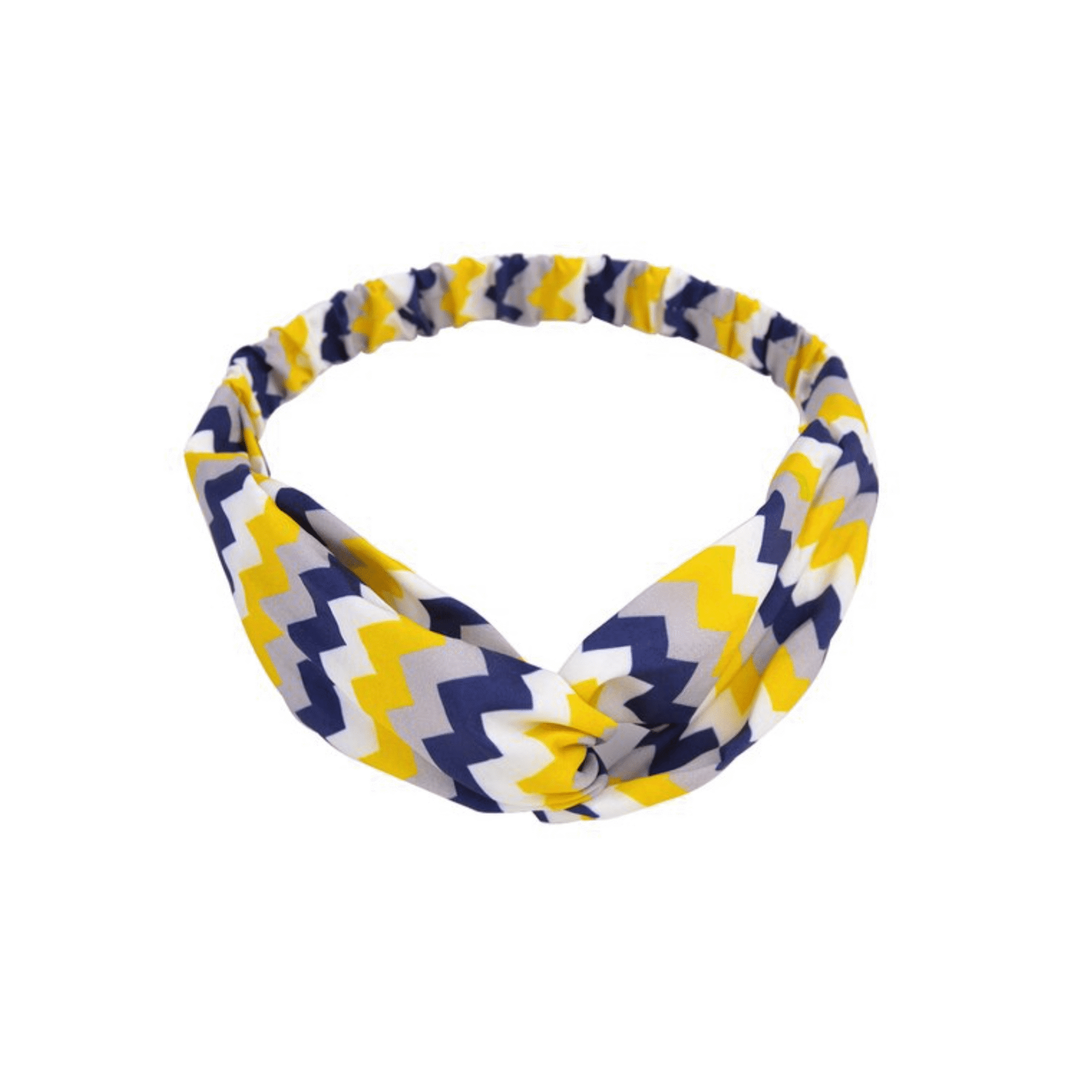 Navy. White Yellow Chevron Patterned Headband
