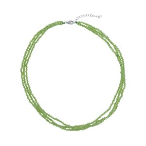 V3 Jewelry Natural Peridot Three Row Bead Necklace