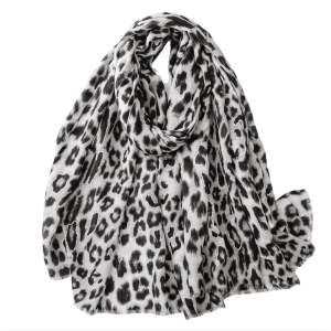 Chic Leopard Print Scarf in Classic Black and White Tones