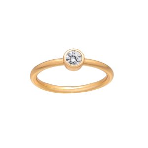 callura Goldtone CZ Birthstone Stackable Solitaire Ring ?C April Clear