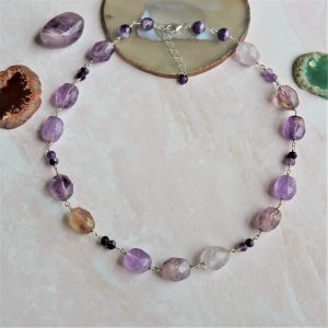 MGR Women's Faceted Amethyst Hand Beaded Rosary Style Necklace . Jewelry