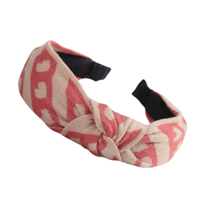 Pink Beige Heart Knotted Headband