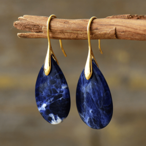 Micalla Blue Sodalite & Goldtone Teardrop Drop Earrings