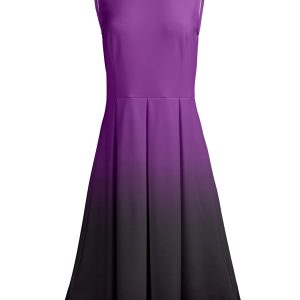 Lily by Firmiana Women's Sleeveless Dress with Pleated Skirt Purple & Black Ombre