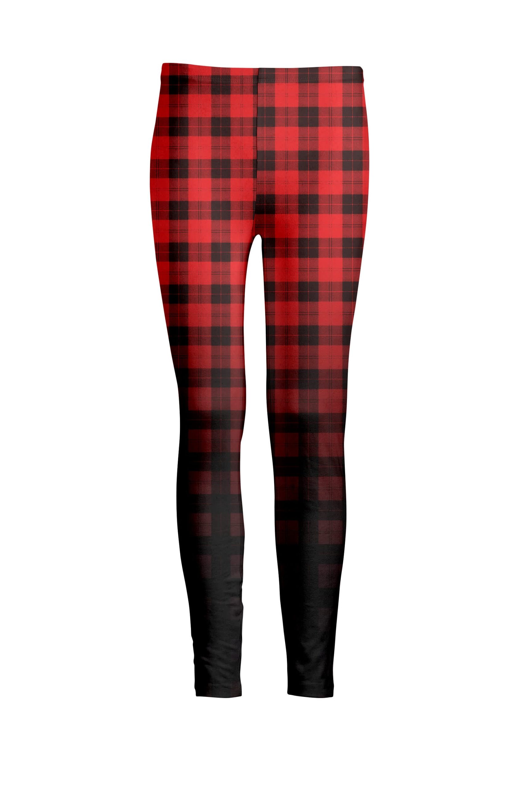 Lily by Firmiana Women's Medium Rise Printed Legging Red & Black Plaid Gradient Print - Image 5
