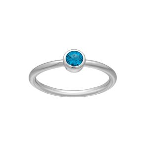 callura Silvertone CZ Birthstone Stackable Solitaire Ring ?C December Blue Topaz