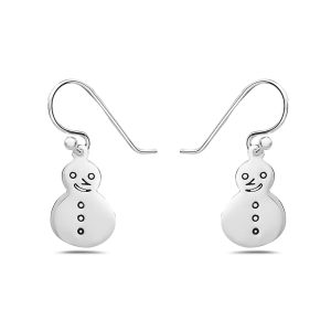Vera & Co Sterling Silver Women Smiling Snowman Earring