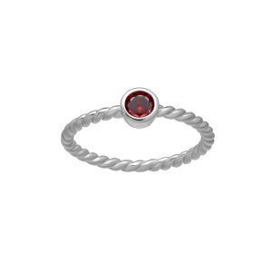 callura Silvertone Twisted CZ Birthstone Solitaire Ring ?C January Garnet