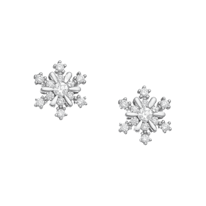 Ag Sterling CZ Delicate Snowflake Stud Earrings