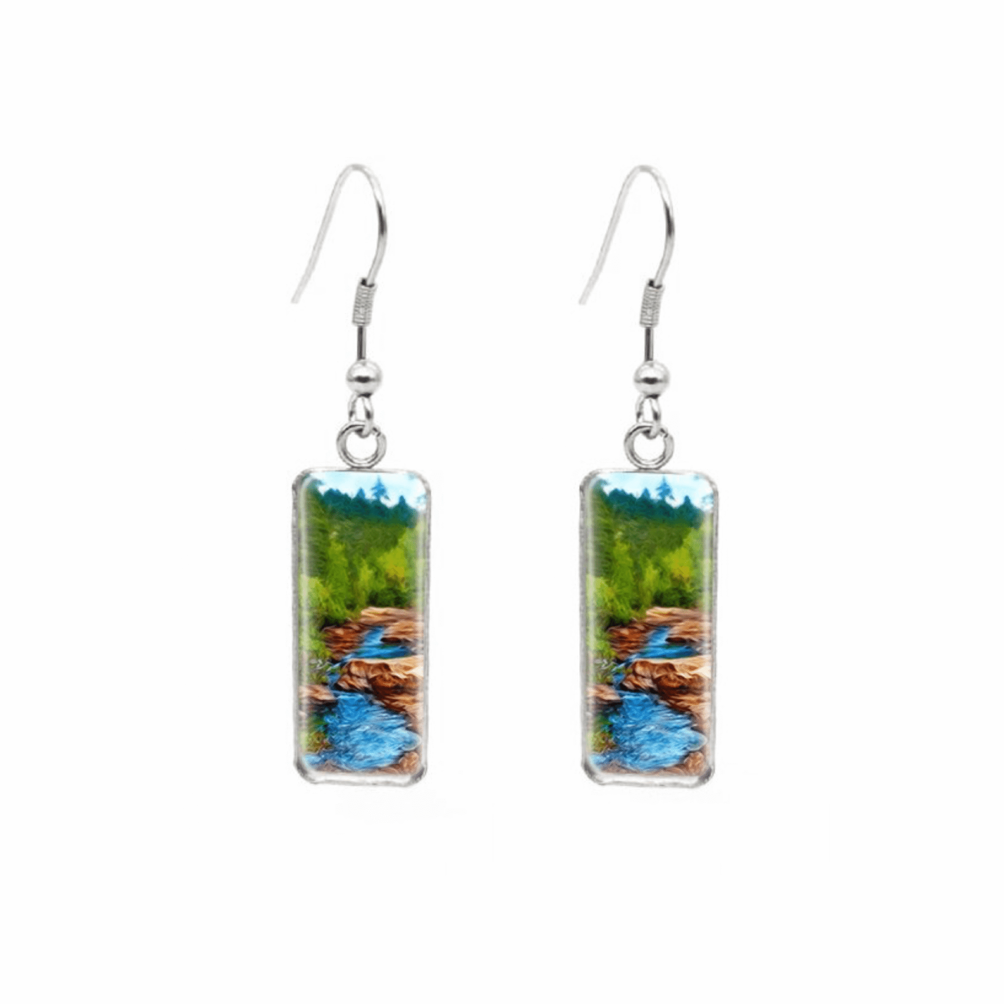 Don't AsK Rectangular Art-Print Drop Earrings ?C Stream ?C Lightweight Dangle Earrings for Women