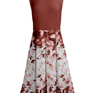 Lily by Firmiana Women's Sleeveless Dress with Pleated Skirt Burgundy & Cream