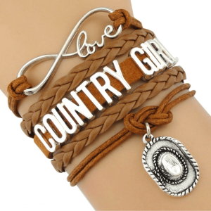 Brown Braided Silvertone Country Girl Bracelet