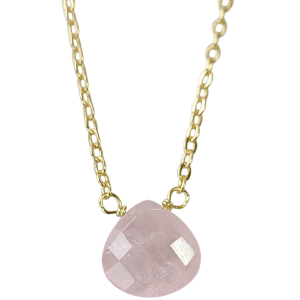 Stephanie Delicate Drop Necklace in Rose Quartz