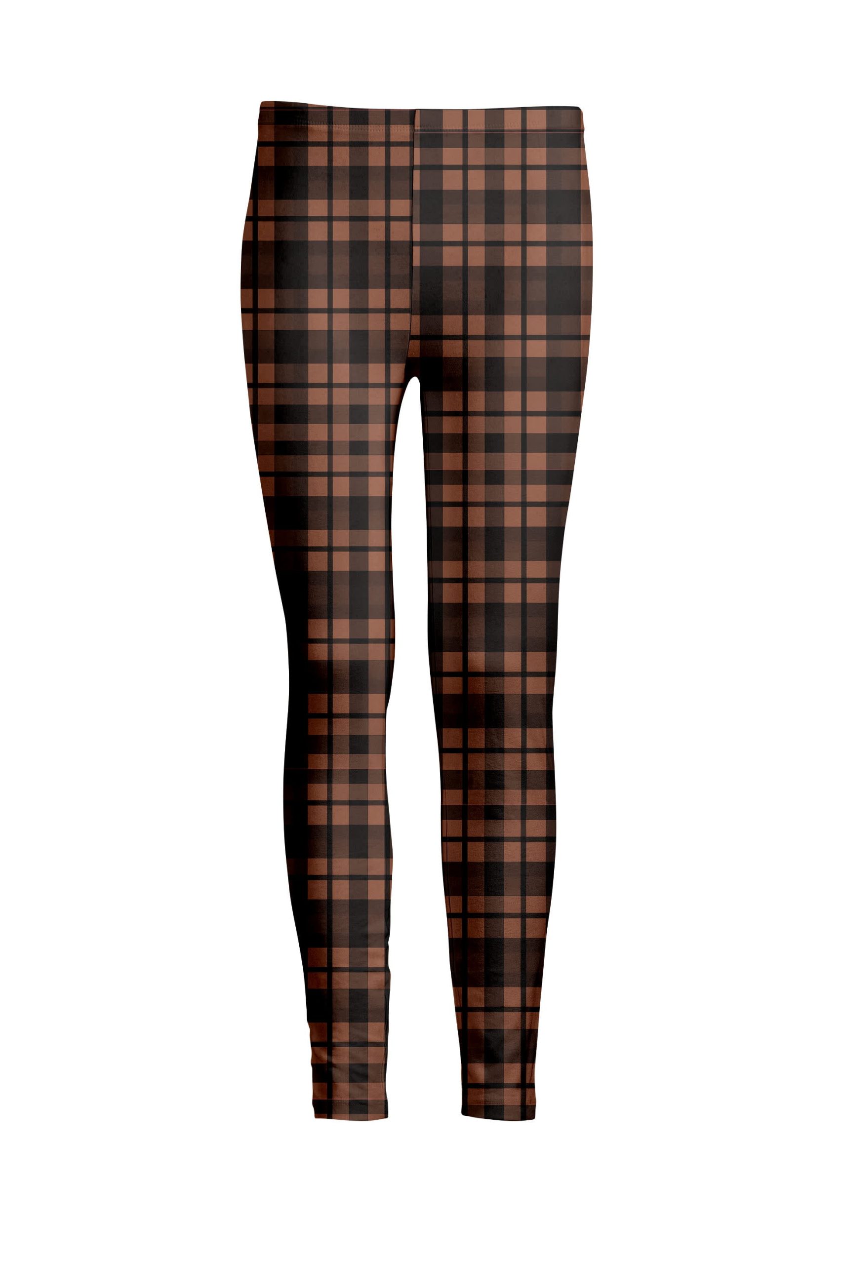 Lily by Firmiana Women's Medium Rise Printed Legging Brown & Black Check Plaid Print - Image 6