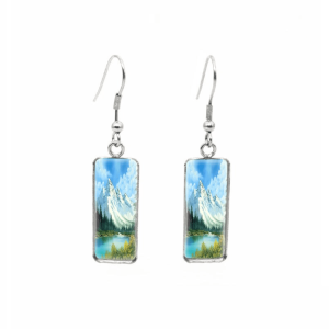 Don't AsK Rectangular Art-Print Drop Earrings ?C Blue Skies & Mountains ?C Lightweight Dangle Earrings for Women