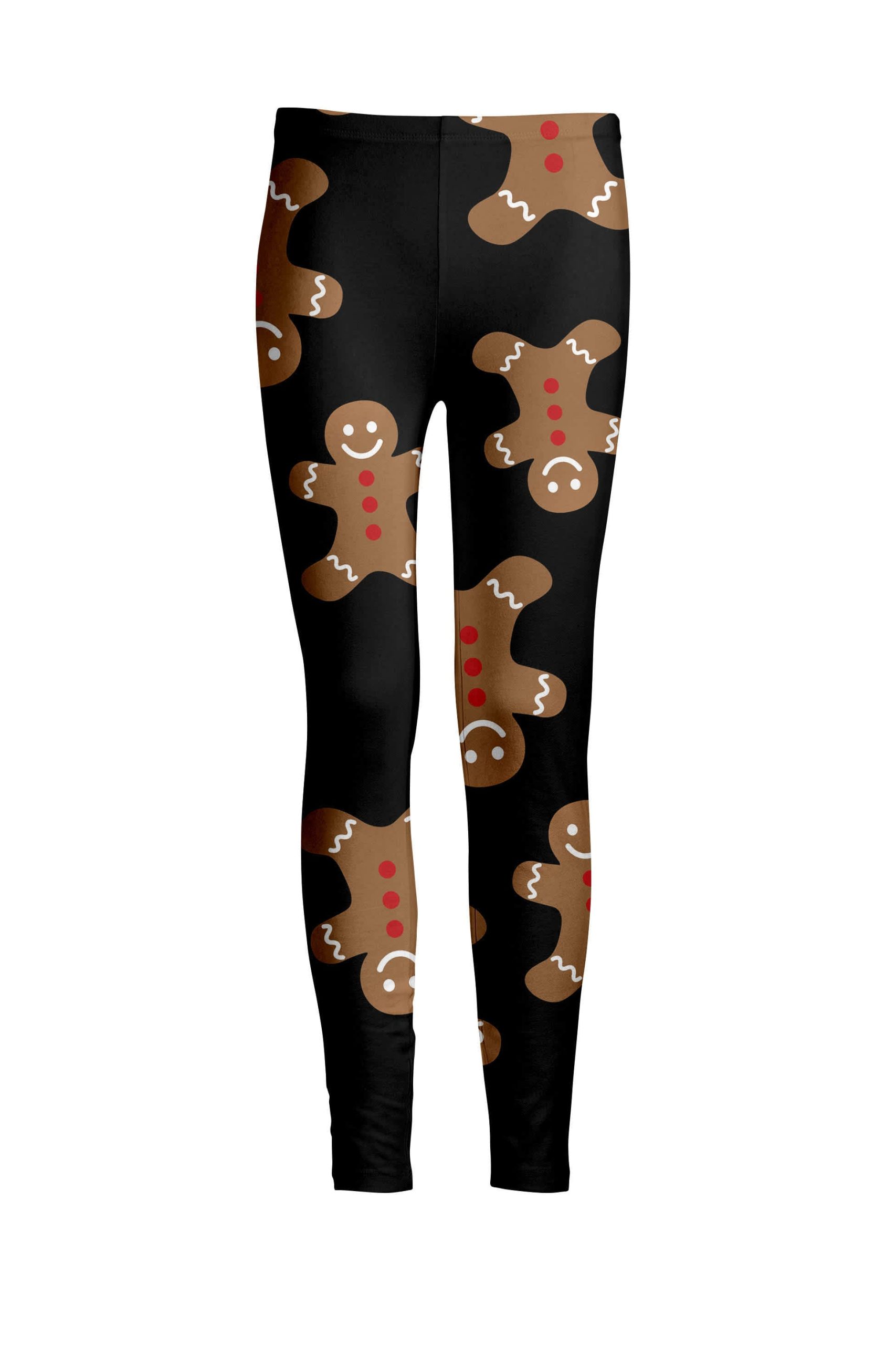 Lily by Firmiana Women's Medium Rise Printed Legging Black and Red Gingerbread Toss Print - Image 4