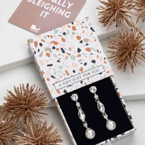 Don't AsK Imitation Pearl Elegant Crystal Drop Earrings