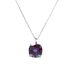 7.50CT Color Changing Alexandrite Sterling Silver Solitaire Pendant Necklace