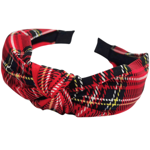 Red. Black & Yellow Tartan Plaid Knotted Headband