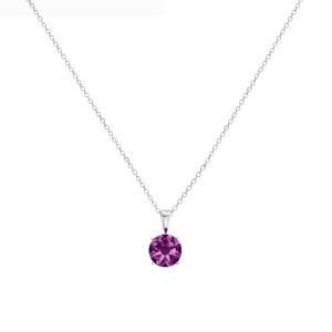 callura Timeless Silvertone Cubic Zirconia & Stainless Steel Birthstone Solitaire Pendant Necklace ?C February Amethyst