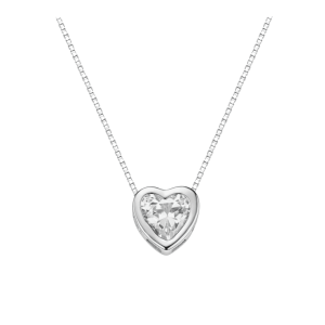 callura Heart Solitaire Necklace Stainless Steel with Sparkling CZ Pendant