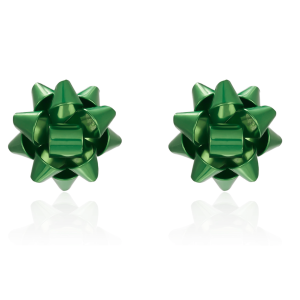 Don't AsK Green Wrapping Bow Stud Earrings ?C Festive Holiday Jewellery for Women