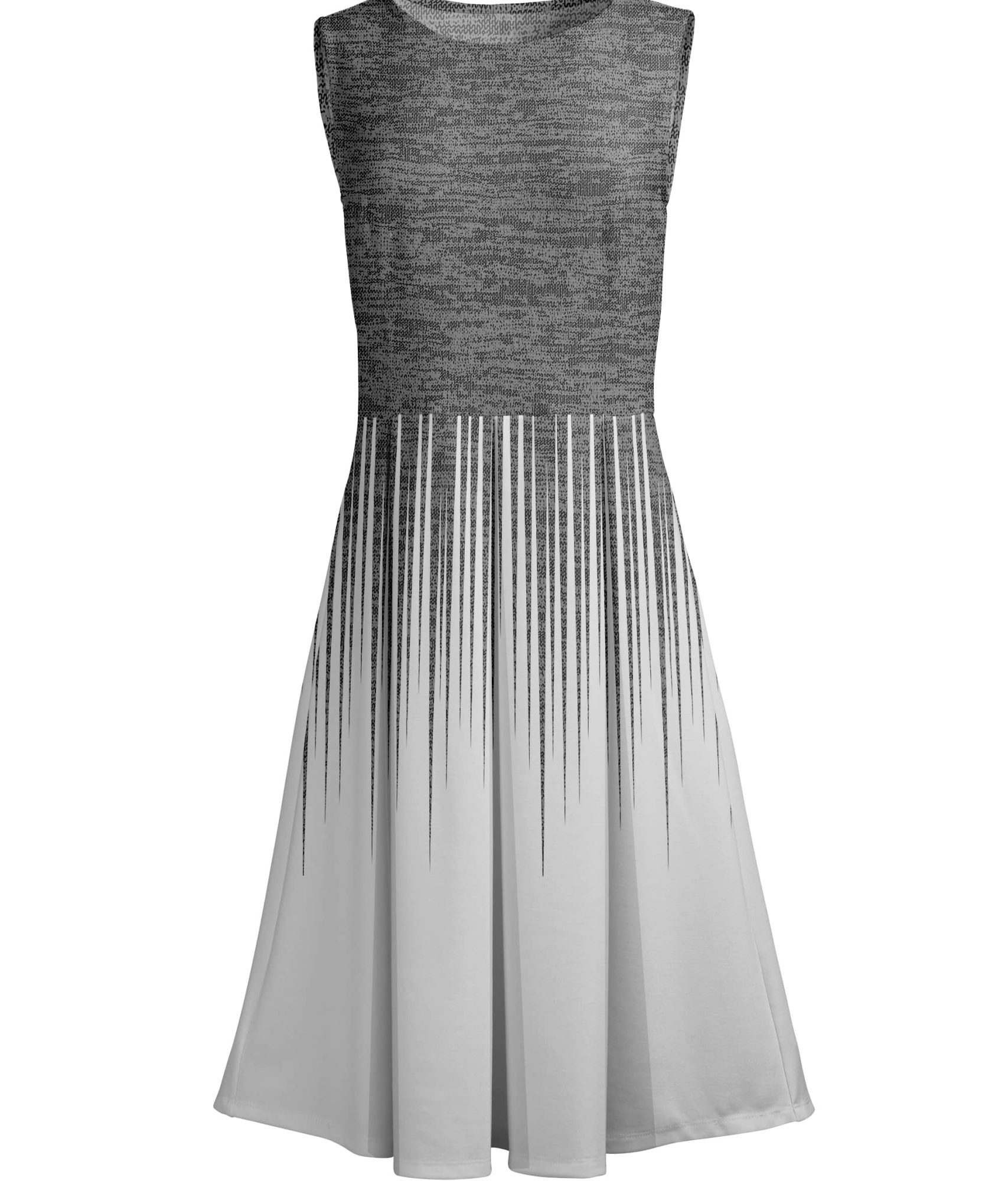 Lily by Firmiana Women's Sleeveless Dress with Pleated Skirt Grey & White Ombre Gradient
